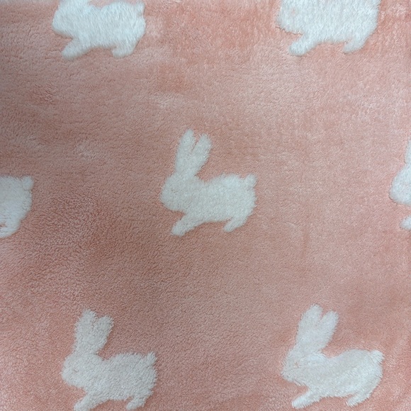 Chenille Baby Blanket Pink with White Bunnies 🐰 - Picture 2 of 5